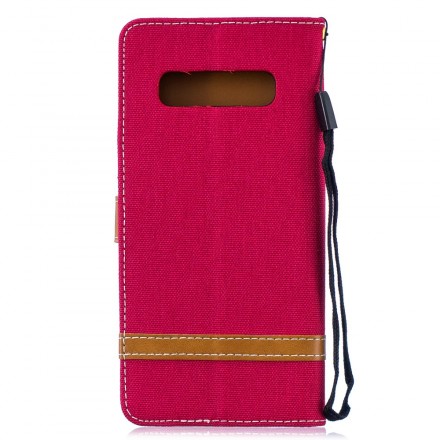 Housse Samsung Galaxy S10 Plus Tissu et Effet Cuir à Lanière