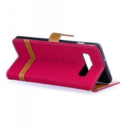 Housse Samsung Galaxy S10 Plus Tissu et Effet Cuir à Lanière