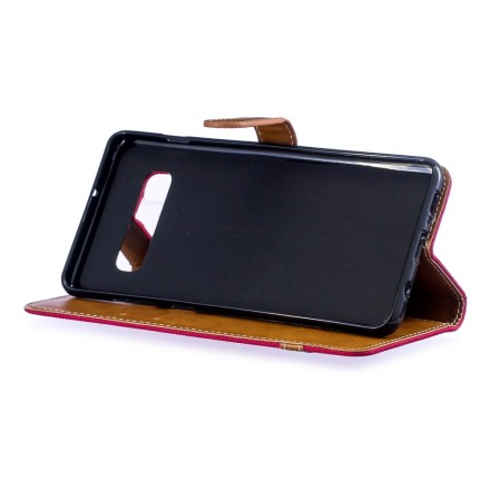 Housse Samsung Galaxy S10 Plus Tissu et Effet Cuir à Lanière