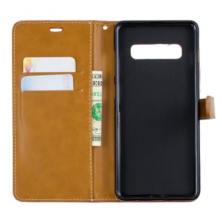 Housse Samsung Galaxy S10 Plus Tissu et Effet Cuir à Lanière