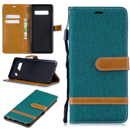 Housse Samsung Galaxy S10 Plus Tissu et Effet Cuir à Lanière Housse Samsung Galaxy S10 Plus Tissu et Effet Cuir à Lanière
