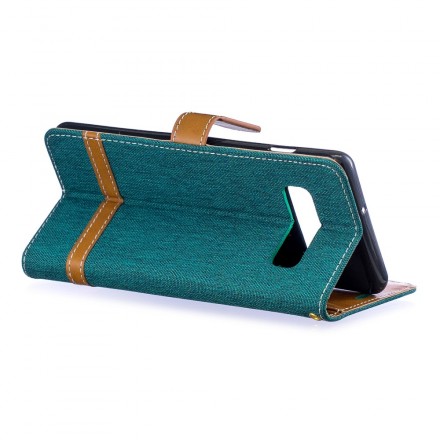 Housse Samsung Galaxy S10 Plus Tissu et Effet Cuir à Lanière Housse Samsung Galaxy S10 Plus Tissu et Effet Cuir à Lanière