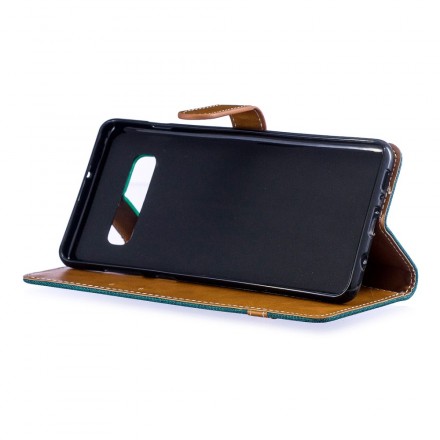 Housse Samsung Galaxy S10 Plus Tissu et Effet Cuir à Lanière Housse Samsung Galaxy S10 Plus Tissu et Effet Cuir à Lanière