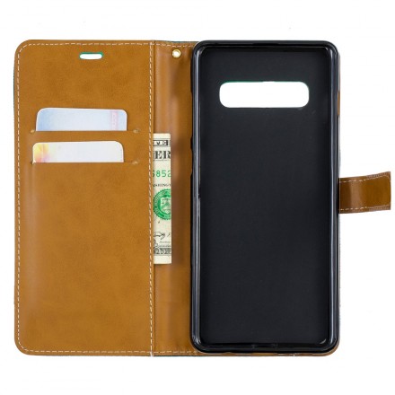 Housse Samsung Galaxy S10 Plus Tissu et Effet Cuir à Lanière Housse Samsung Galaxy S10 Plus Tissu et Effet Cuir à Lanière