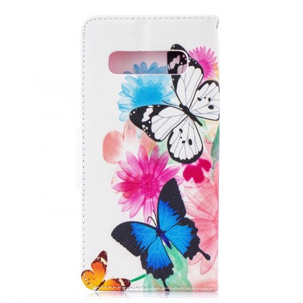 Housse Samsung Galaxy S10 Plus Papillons et Fleurs Peints Housse Samsung Galaxy S10 Plus Papillons et Fleurs Peints