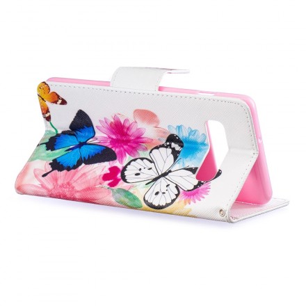 Housse Samsung Galaxy S10 Plus Papillons et Fleurs Peints Housse Samsung Galaxy S10 Plus Papillons et Fleurs Peints