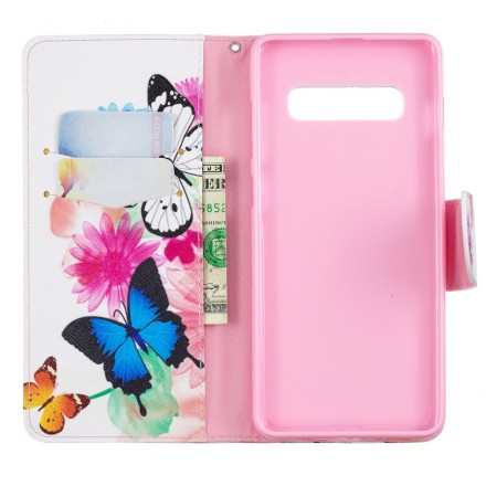 Housse Samsung Galaxy S10 Plus Papillons et Fleurs Peints Housse Samsung Galaxy S10 Plus Papillons et Fleurs Peints
