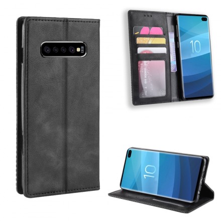 Flip Cover Samsung Galaxy S10 Plus Effet Cuir Vintage Stylisé Flip Cover Samsung Galaxy S10 Plus Effet Cuir Vintage Stylisé
