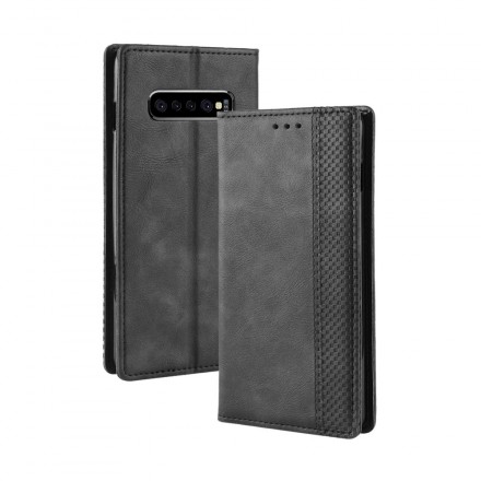 Flip Cover Samsung Galaxy S10 Plus Effet Cuir Vintage Stylisé Flip Cover Samsung Galaxy S10 Plus Effet Cuir Vintage Stylisé