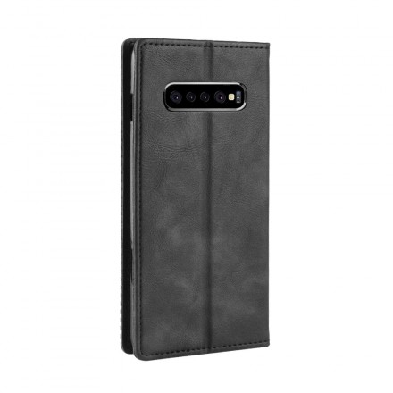Flip Cover Samsung Galaxy S10 Plus Effet Cuir Vintage Stylisé Flip Cover Samsung Galaxy S10 Plus Effet Cuir Vintage Stylisé