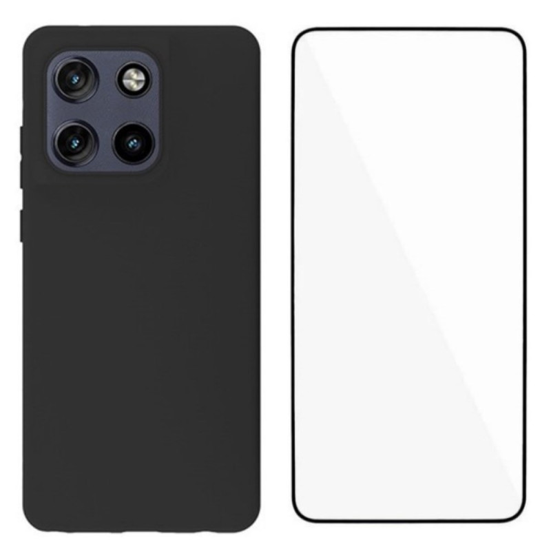 Coque Motorola Edge 60 Stylus Silicone avec Protecteur Écran en Verre Trempé