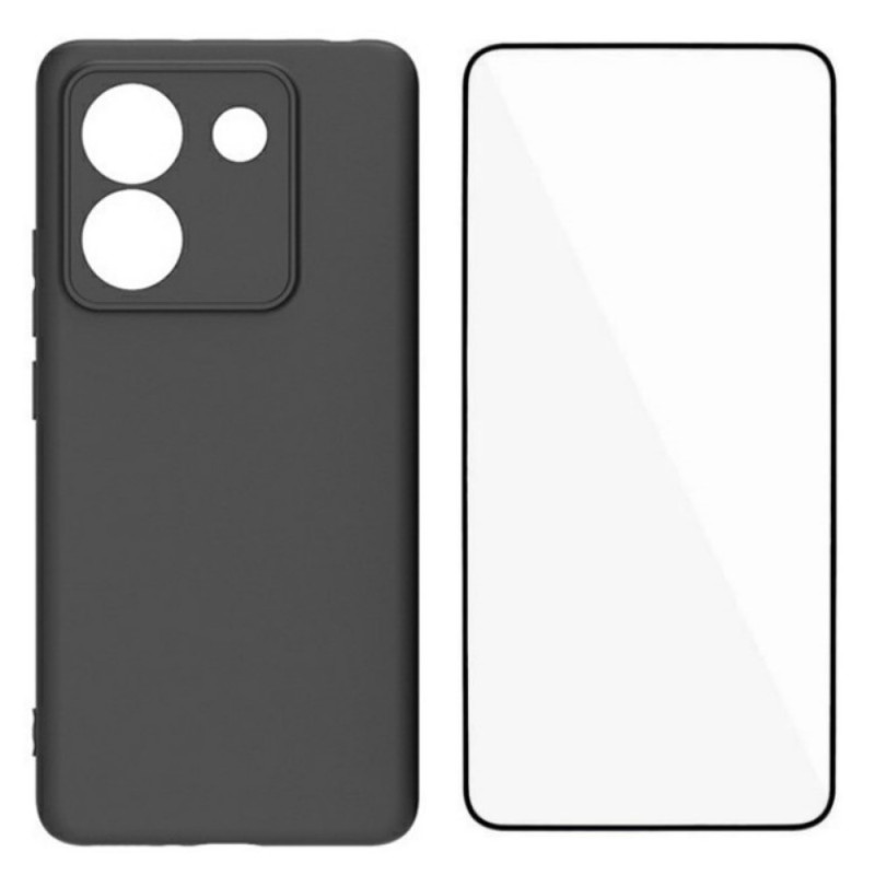 Coque Poco M7 Pro 5G Silicone avec Protecteur Écran en Verre Trempé