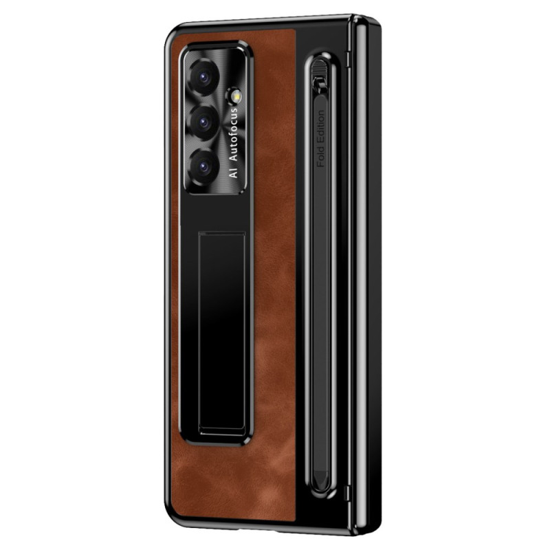 Coque Samsung Galaxy Z Fold 7 5G Effet Cuir Support et Porte-Stylet