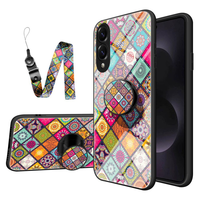 Coque Samsung Galaxy S25 Edge Support et Lanière Motif Patchwork