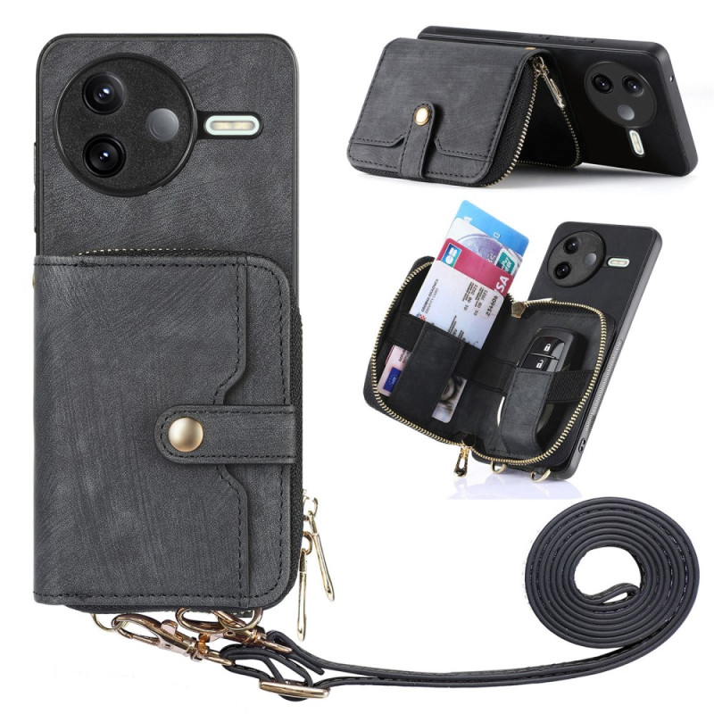 Coque Poco F7 Pro 5G Portefeuille et Bandoulière