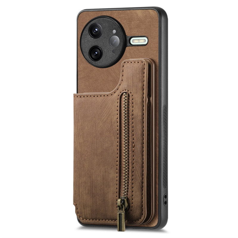 Coque Poco F7 Ultra 5G Effet Daim avec Porte-Cartes Zippé