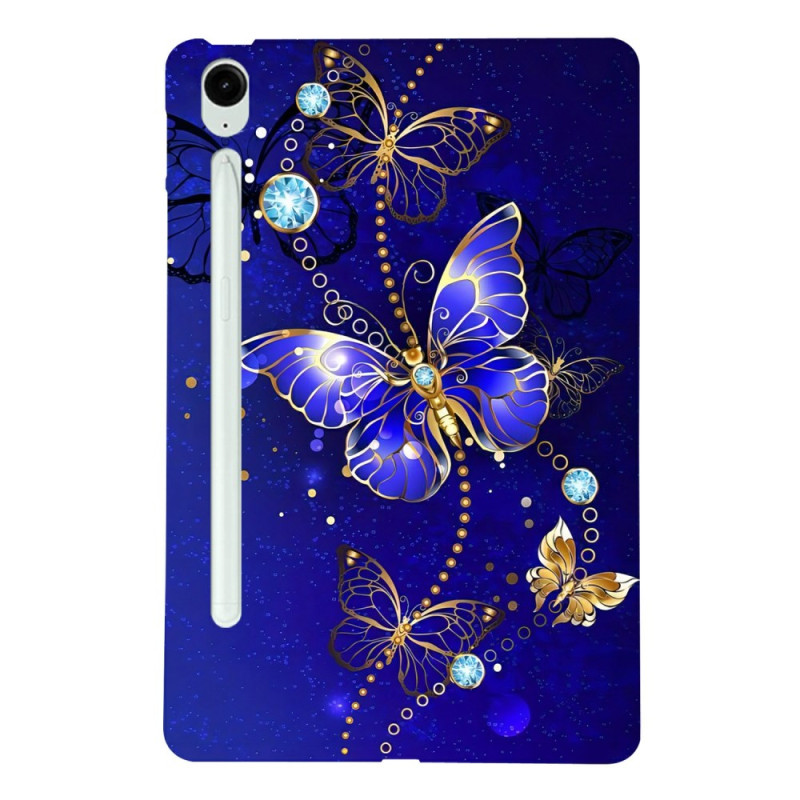 Coque Samsung Galaxy Tab S10 FE Plus Papillons Bleu et Or