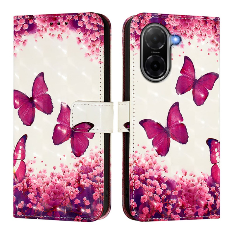 Housse Poco C71 Papillons Roses