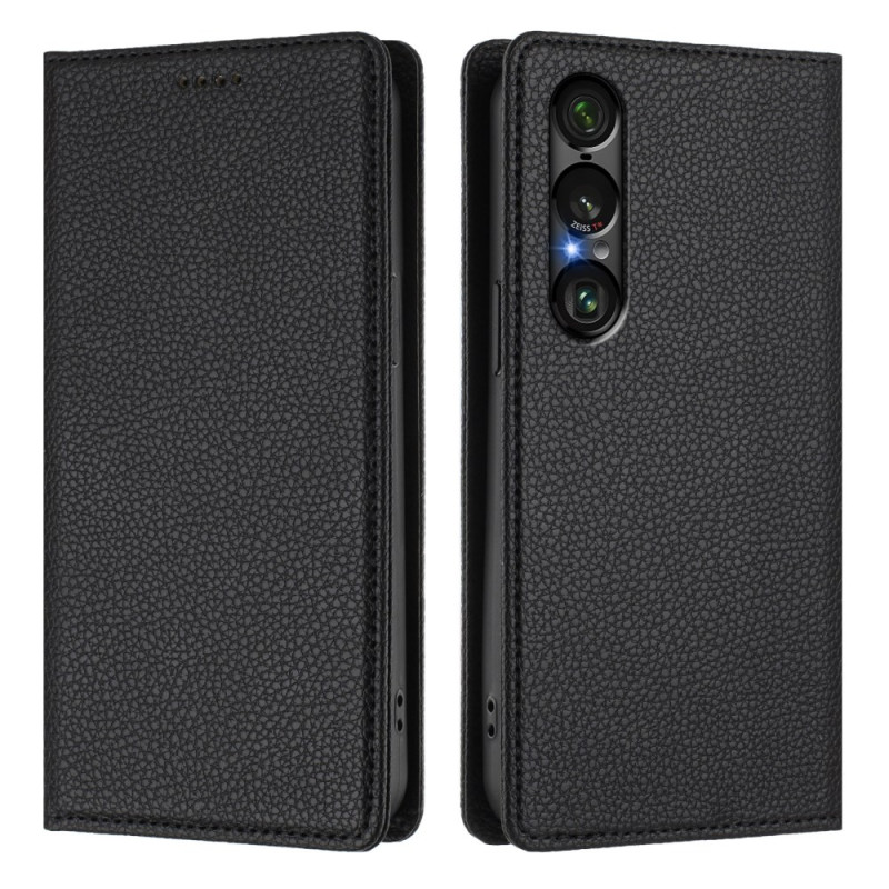 Flip Cover Sony Xperia 1 VII Protection RFID Texture Cuir Litchi