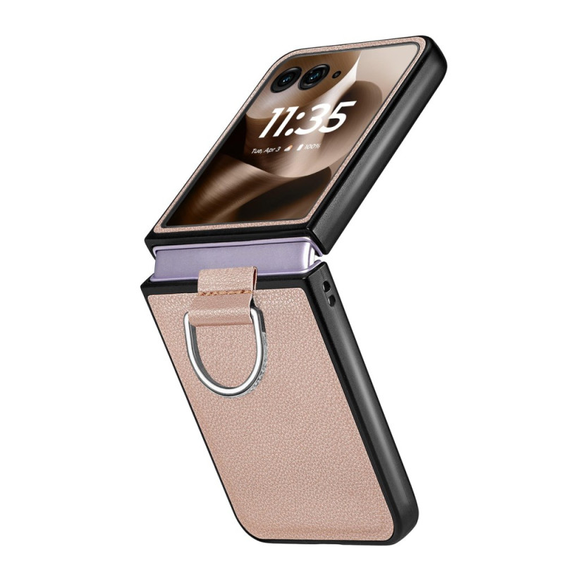 Coque Motorola Razr 60 Ultra  Effet Cuir avec Anneau-Support Strass