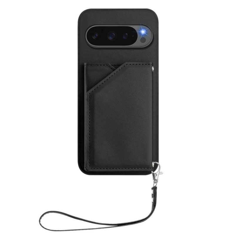 Coque Google Pixel 10 / Pixel 10 Pro Effet Cuir avec Porte-Cartes et Lanière