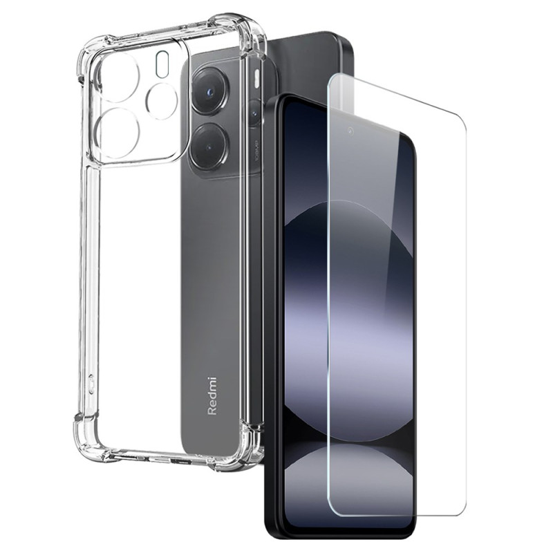 Coque Xiaomi Redmi Note 14 4G Transparente avec Protection Écran en Verre Trempé