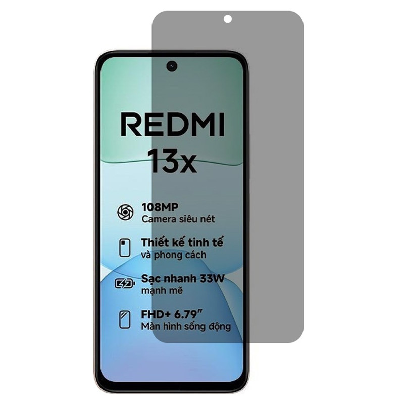 Protection en Verre Trempé Anti-Espion pour Écran Xiaomi Redmi 13X