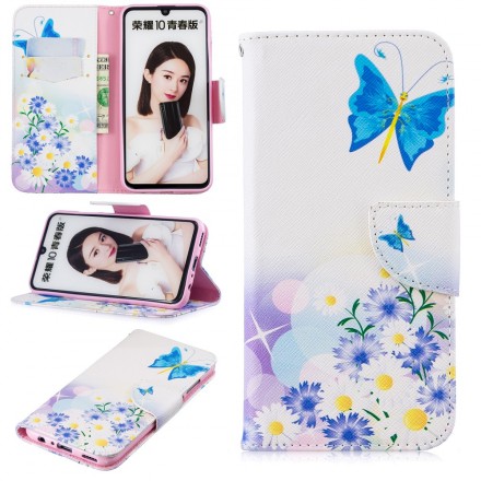 Housse Honor 10 Lite / Huawei P Smart 2019 Papillons et Fleurs Peints