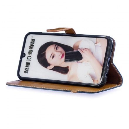 Housse Honor 10 Lite / Huawei P Smart 2019 Tissu et Effet Cuir à Lanière