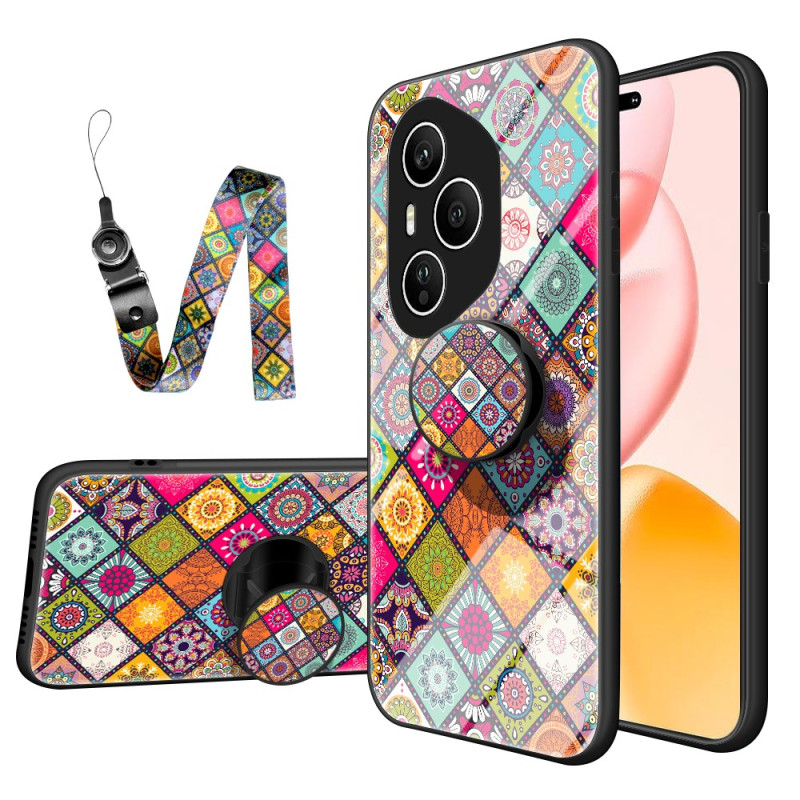 Coque Honor 400 Pro Verre Trempé Support et Lanière Patchwork