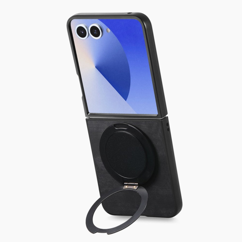 Coque Samsung Galaxy Z Flip 7 Effet Cuir avec Support Rotatif à 360°
