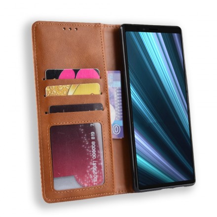 Flip Cover Sony Xperia 1 Effet Cuir Vintage Stylisé Flip Cover Sony Xperia 1 Effet Cuir Vintage Stylisé