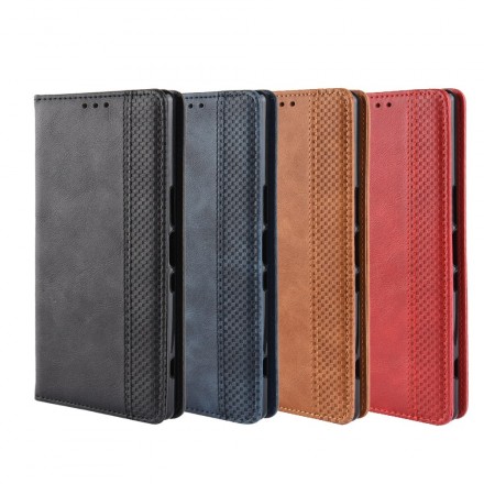 Flip Cover Sony Xperia 1 Effet Cuir Vintage Stylisé