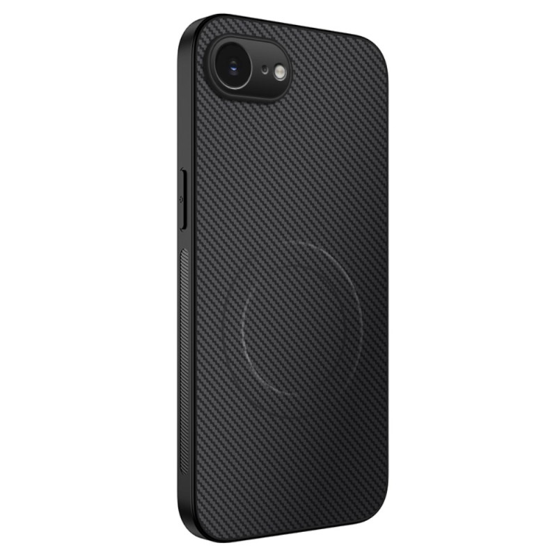 Coque iPhone 17E / 16E compatible MagSafe Texture Fibre de Carbone