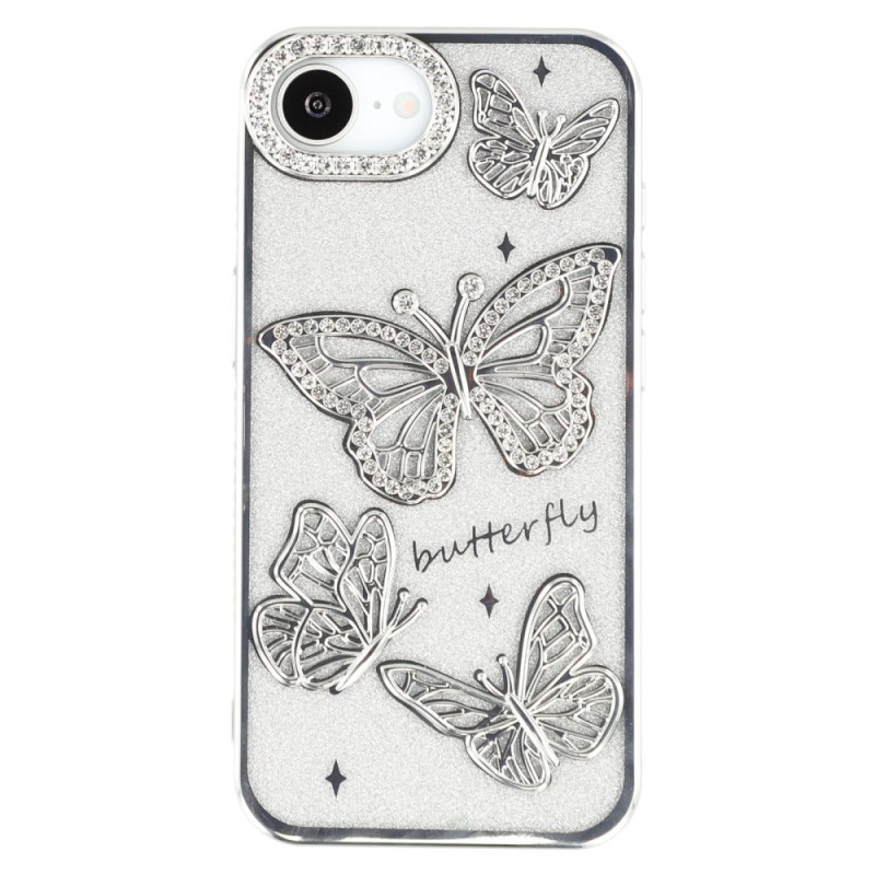 Coque iPhone 16E Papillons 3D Strass
