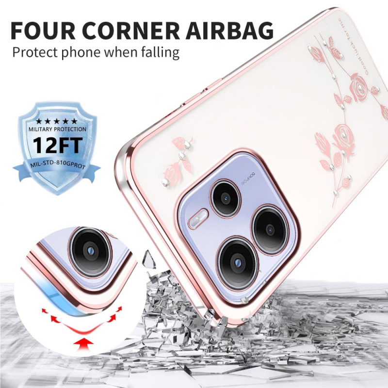 Coque Avec Cordon Pour Xiaomi Redmi Note 14 4G (6.67") - Motif Fleurs De Cerisier Anime - Silicone TPU - Chaîne Réglable - Protection Style