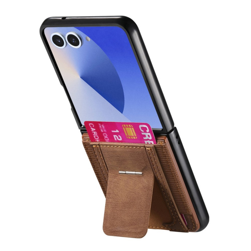 Coque Samsung Galaxy Z Flip 7 Support et Porte-cartes Rétro