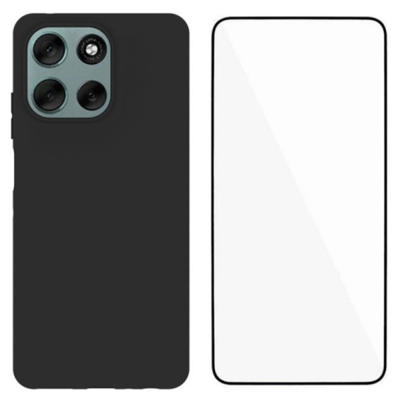Coque Moto G56 5G Silicone avec Protection d'Écran en Verre Trempé