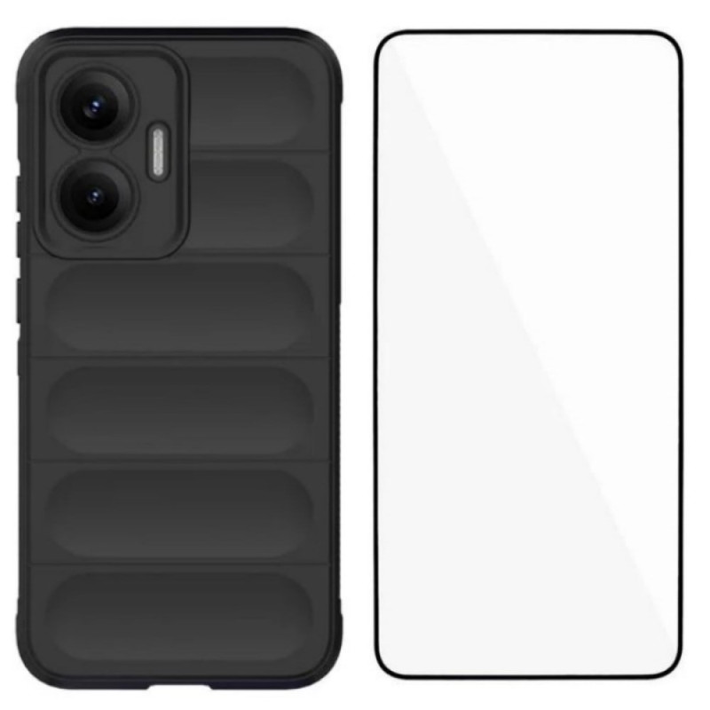 Coque Poco F7 Antidérapante avec Protecteur Écran en Verre Trempé