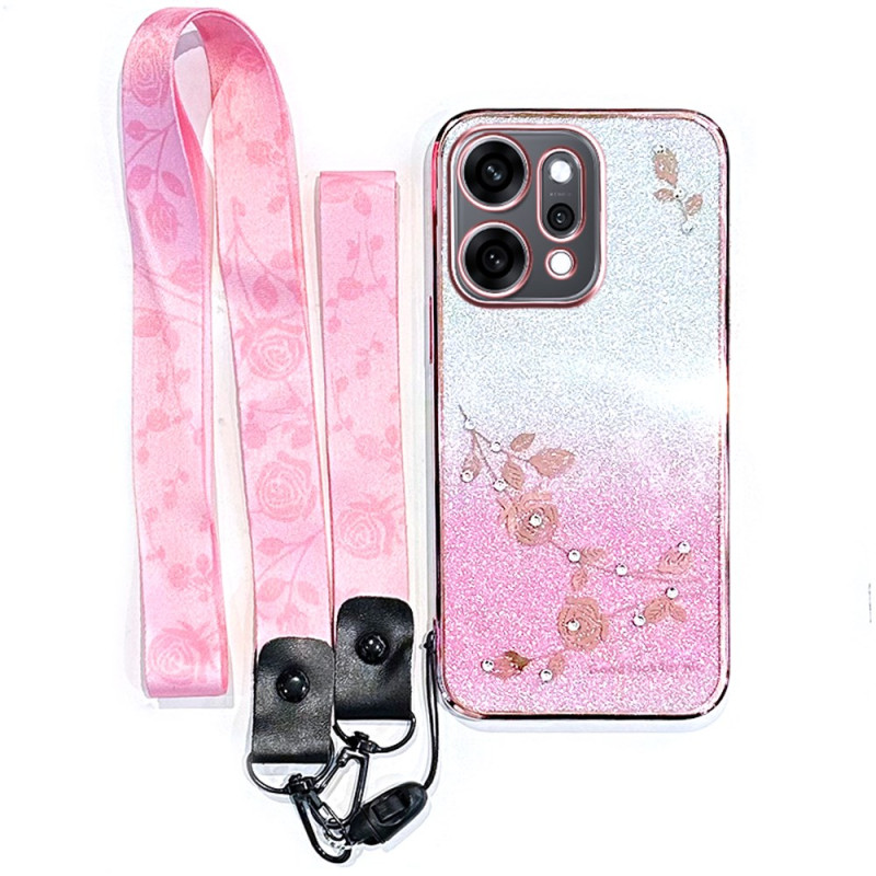 Coque Oppo Reno 14 5G Fleurs et Strass