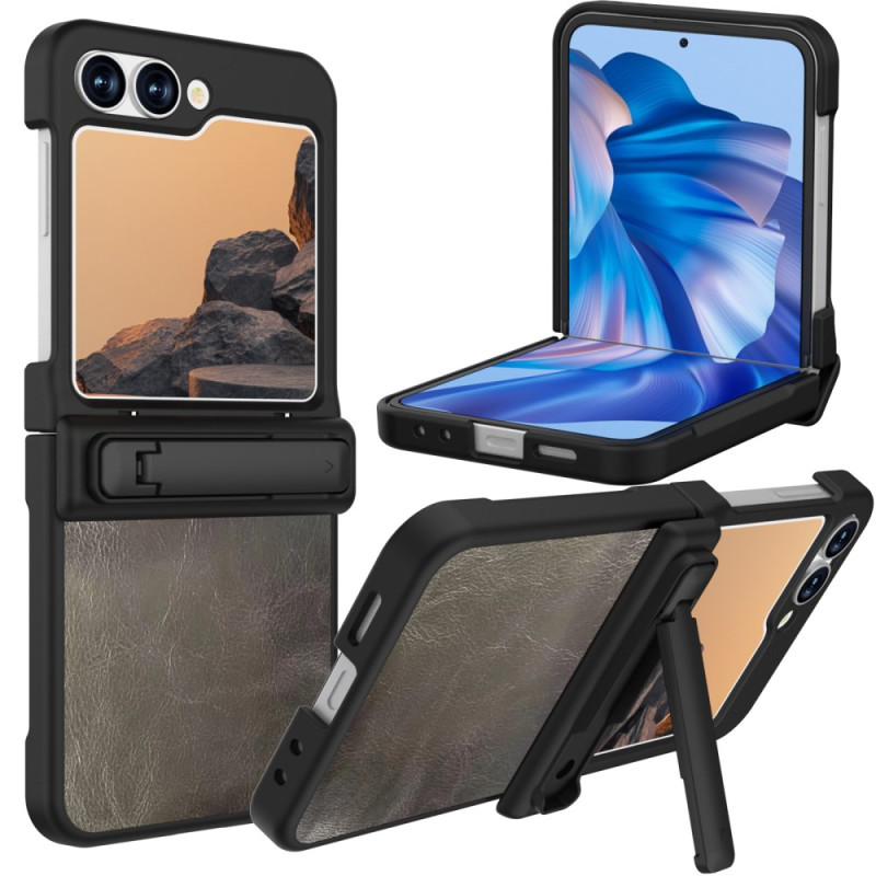 Coque Samsung Galaxy Z Flip 7 FE / Z Flip 6 Effet Cuir Vintage Support