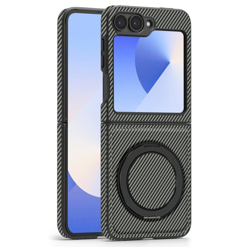 Coque Samsung Galaxy Z Flip 7 FE / Z Flip 6 Magnétique Fibre Carbone et Support