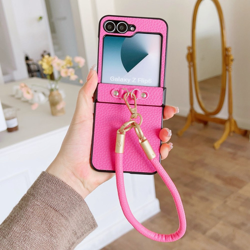Coque Samsung Galaxy Z Flip 7 FE / Z Flip 6 Simili Cuir et Sangle