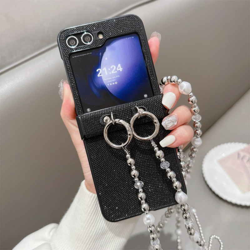 Coque Samsung Galaxy Z Flip 7 FE / Z Flip 6 Finition Nacrée et Bracelet