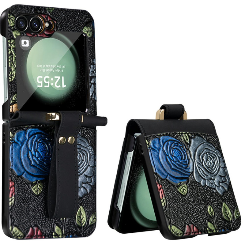 Coque Samsung Galaxy Z Flip 7 FE / Z Flip 6 Design Floral à Bandoulière