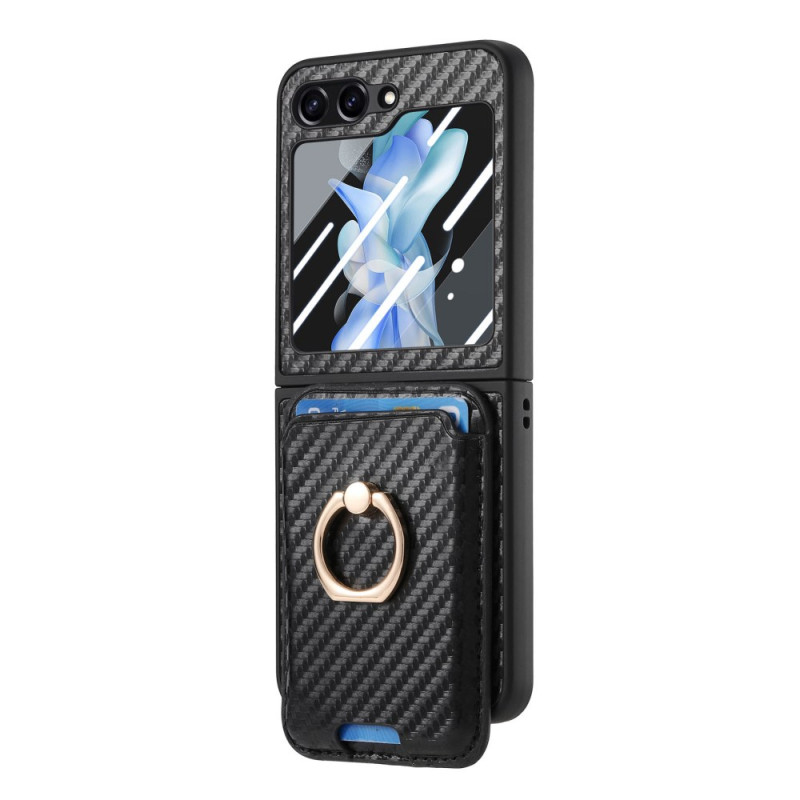 Coque Samsung Galaxy Z Flip 7 FE / Z Flip 6 Porte-Cartes Fibre Carbone