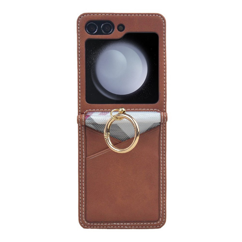 Coque pSamsung Galaxy Z Flip 7 FE / Z Flip 6 Porte-Cartes et Anneau Métallique