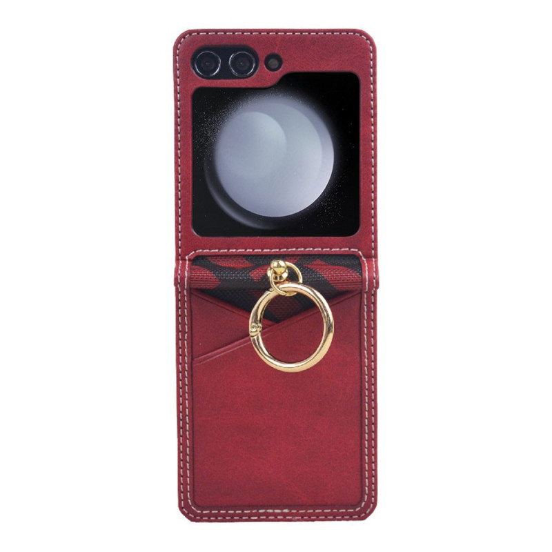 Coque pSamsung Galaxy Z Flip 7 FE / Z Flip 6 Porte-Cartes et Anneau Métallique