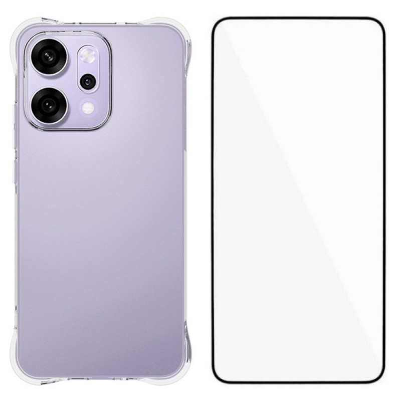Coque Oppo Reno 14 Pro 5G Transparente avec Protection Écran en Verre Trempé