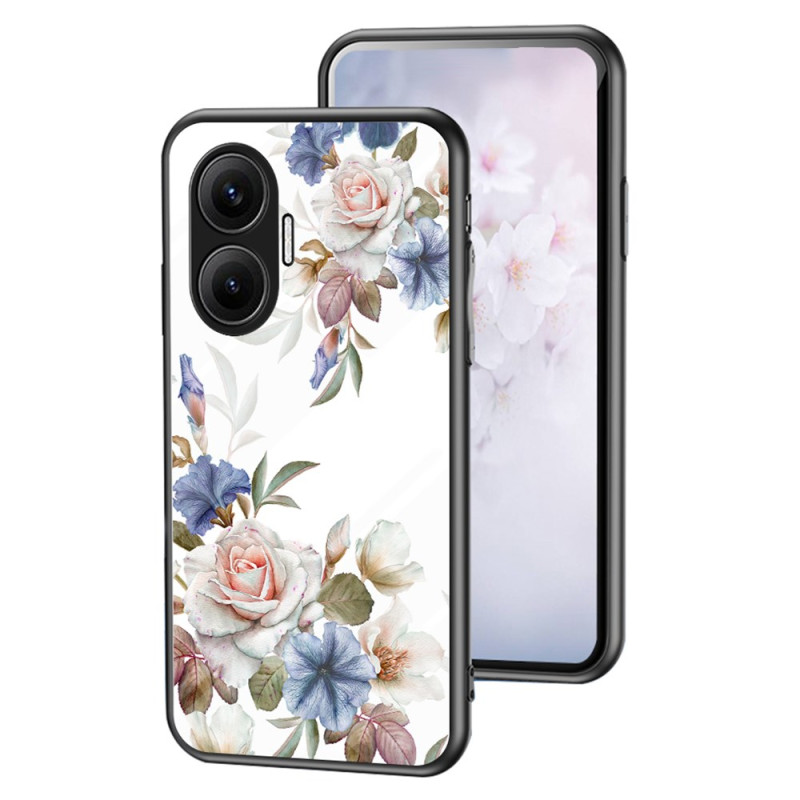 Coque Poco F7 Verre Trempé Fleurs
